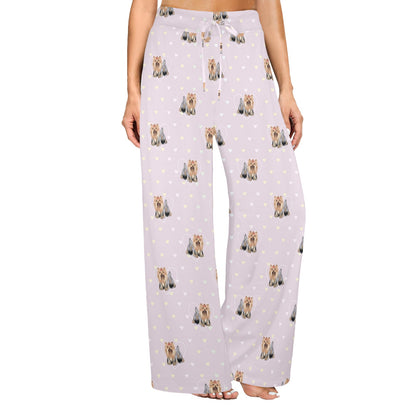 Yorkshire Terriers Print Design LKS302 Women's Wide Leg Lounge Pants