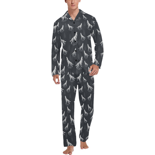 Wolf Print Design LKS303 Men's Long Pajama Set