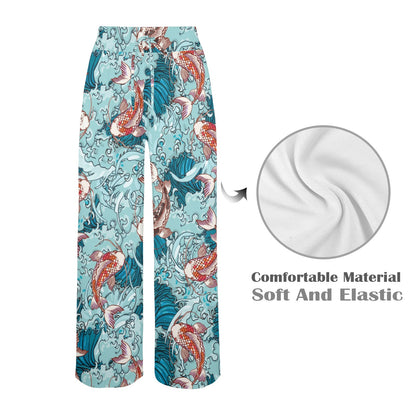 KOI Fish Pattern Print Design 05 Women's Wide Leg Lounge Pants