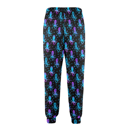 Octopus Blue Design Print Themed Men's Casual Track Pants