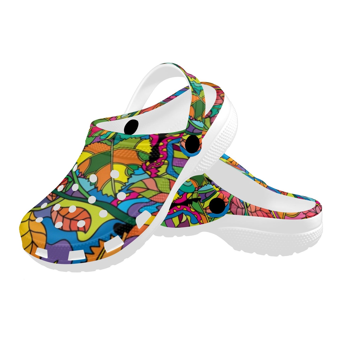 Psychedelic Trippy Flower Print Unisex Clogs Shoes