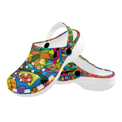 Psychedelic Trippy Flower Print Unisex Clogs Shoes
