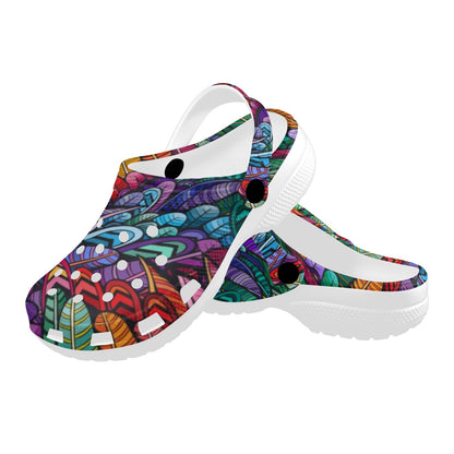 Feather Multicolor Design Print Unisex Clogs Shoes