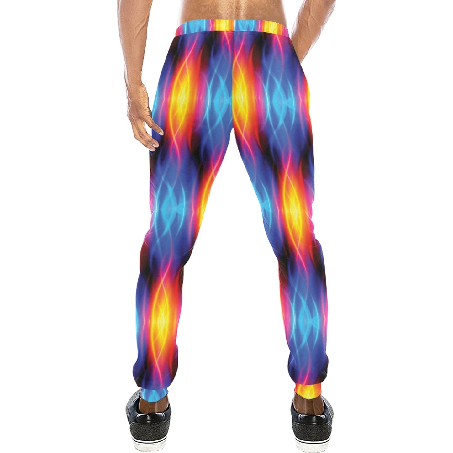 Flame Fire Blue Design Print Men's Sweatpants
