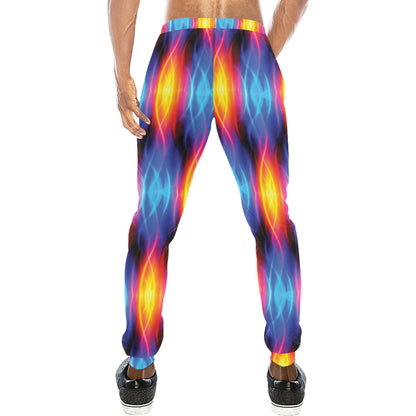 Flame Fire Blue Design Print Men's Sweatpants