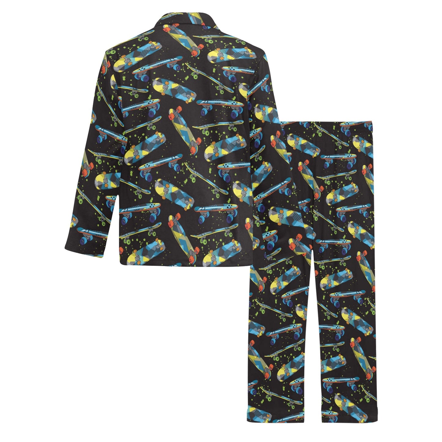 Skateboard Print Design LKS305 Men's Long Pajama Set