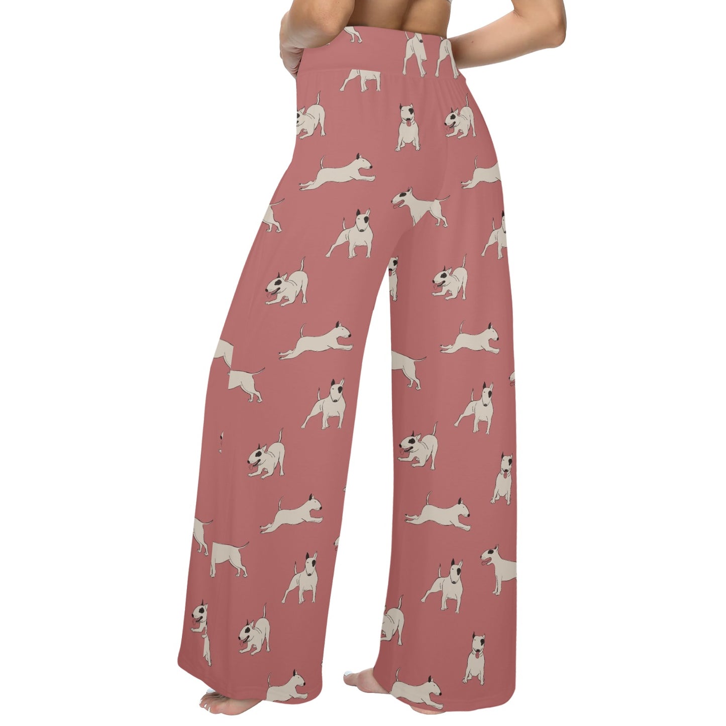 Bull Terriers Pattern Print Design 09 Women's Wide Leg Lounge Pants