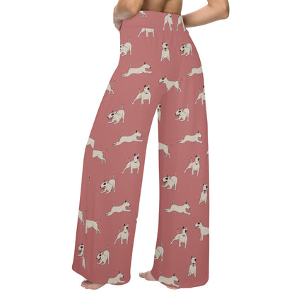 Bull Terriers Pattern Print Design 09 Women's Wide Leg Lounge Pants