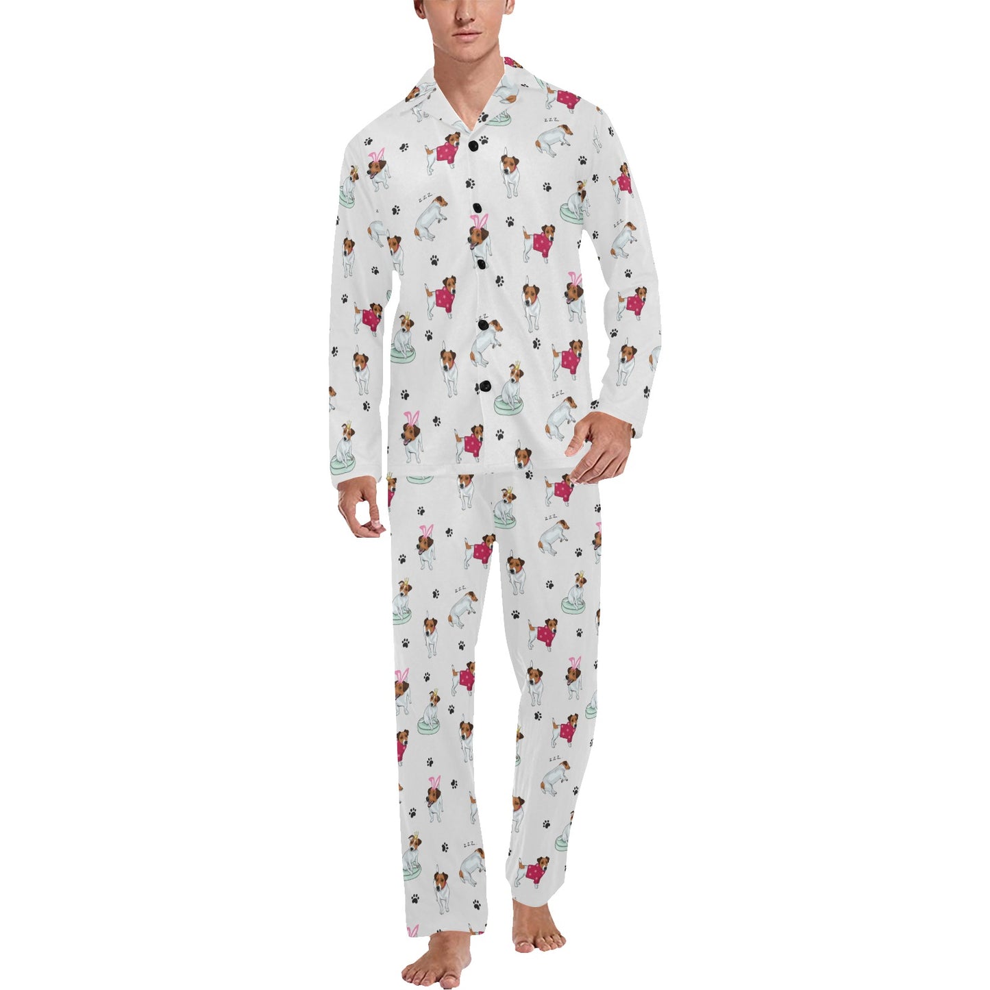 Russell Terriers Print Design LKS308 Men's Long Pajama Set