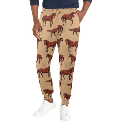 Brown Horse Print Pattern Men's Casual Track Pants