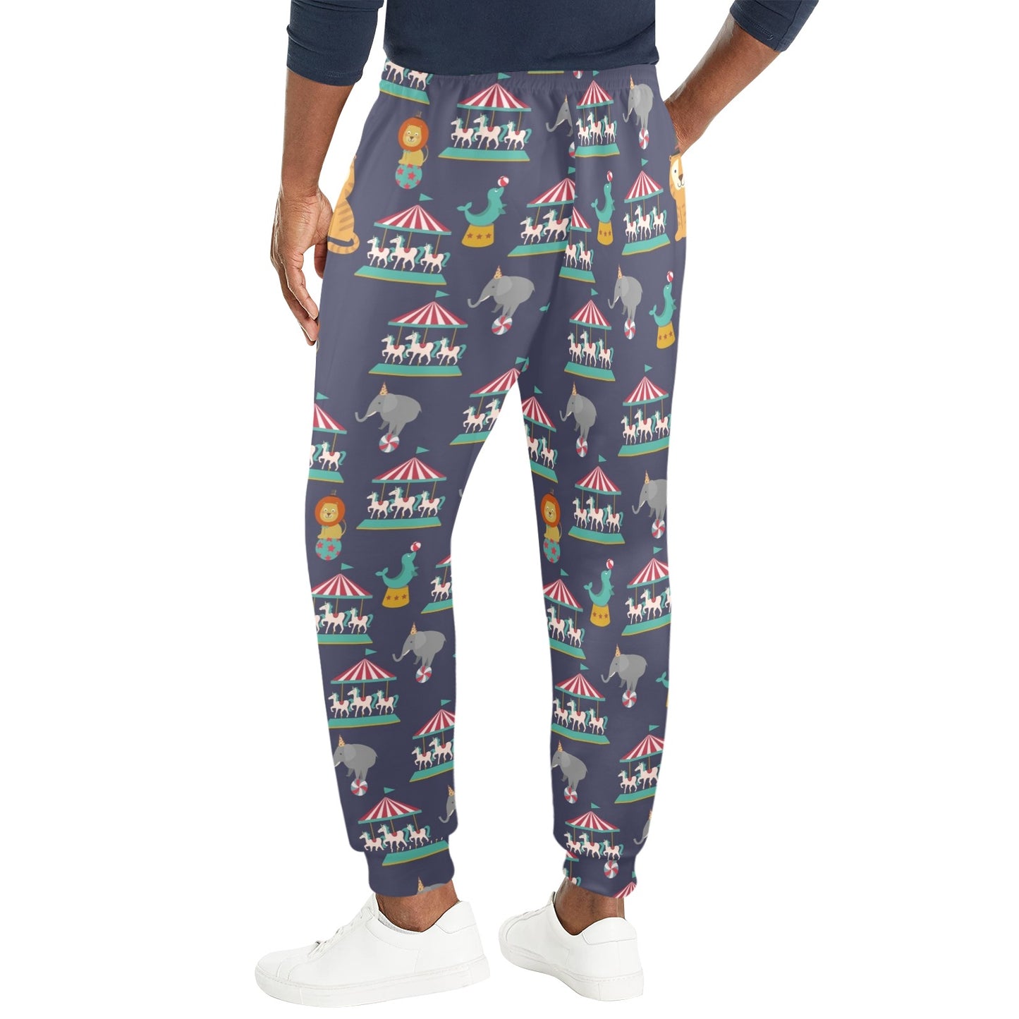 Circus elephant lion Design Print Pattern JJ036 Men's Casual Track Pants