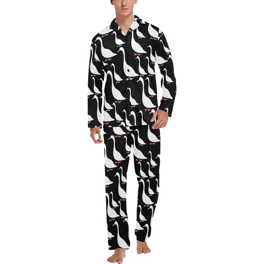 Goose Pattern Print Design 01 Men's Long Pajama Set