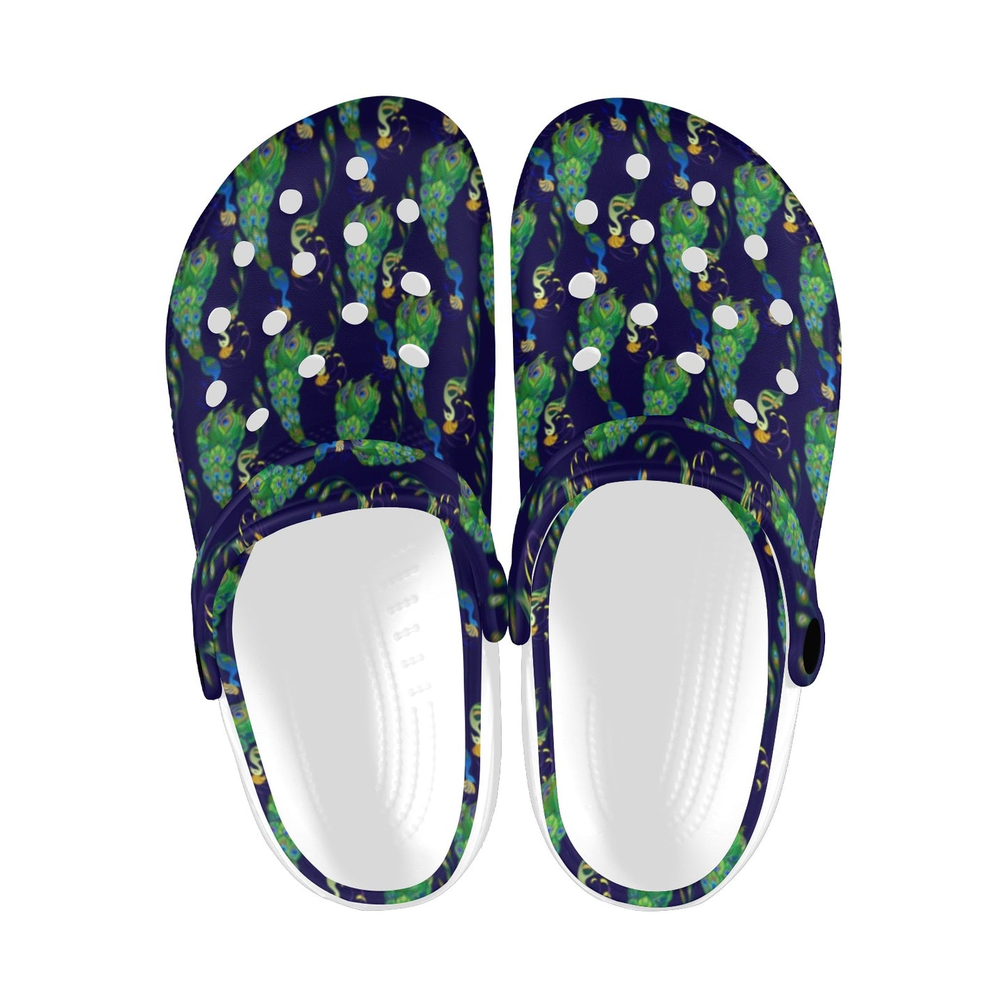 Peacock Art Design Print Unisex Clogs Shoes