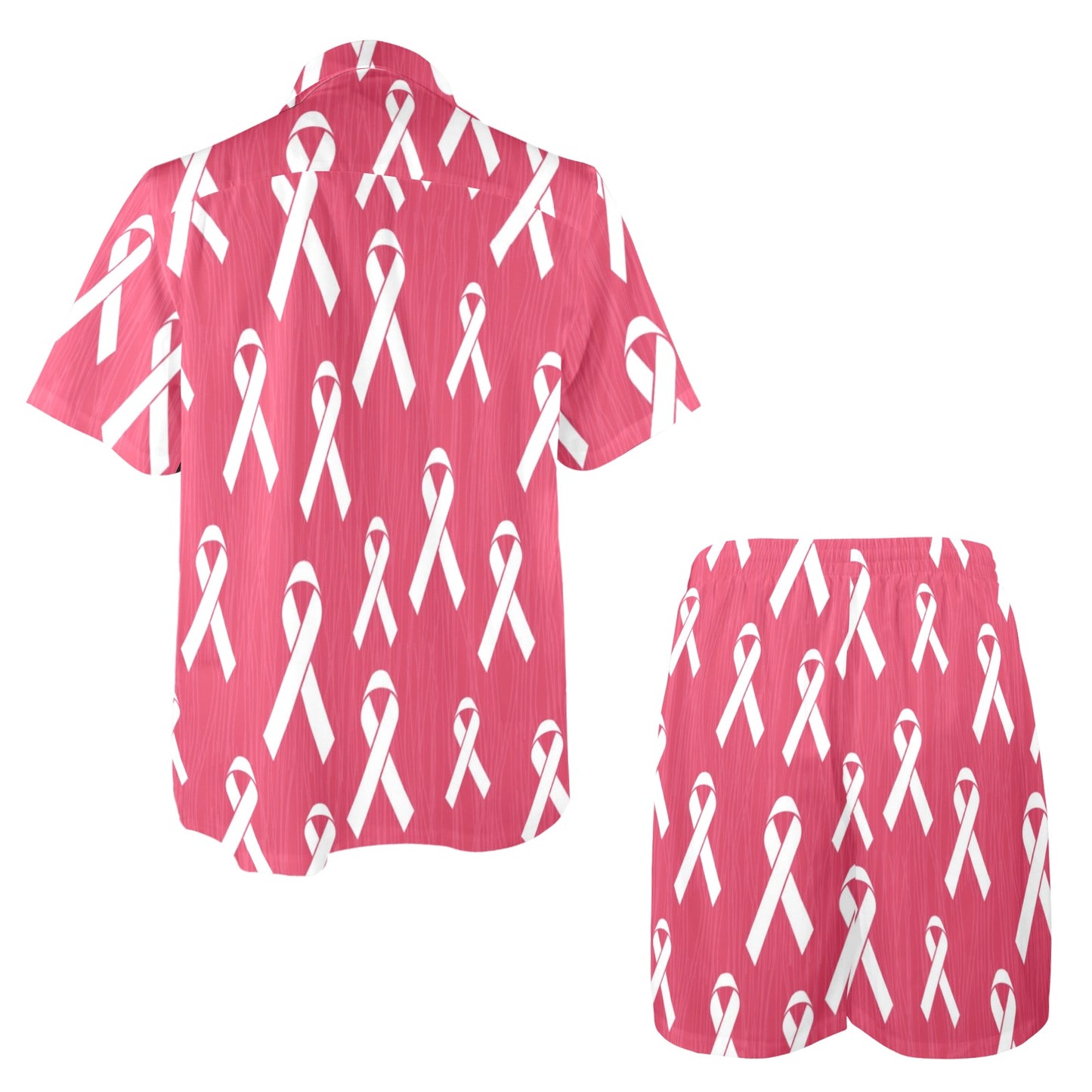 Breast Cancer Awareness Symbol Men's Beach Shirt and Shorts Set