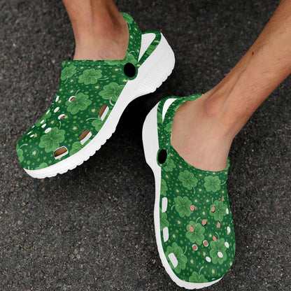 Shamrock Design Print Unisex Clogs Shoes