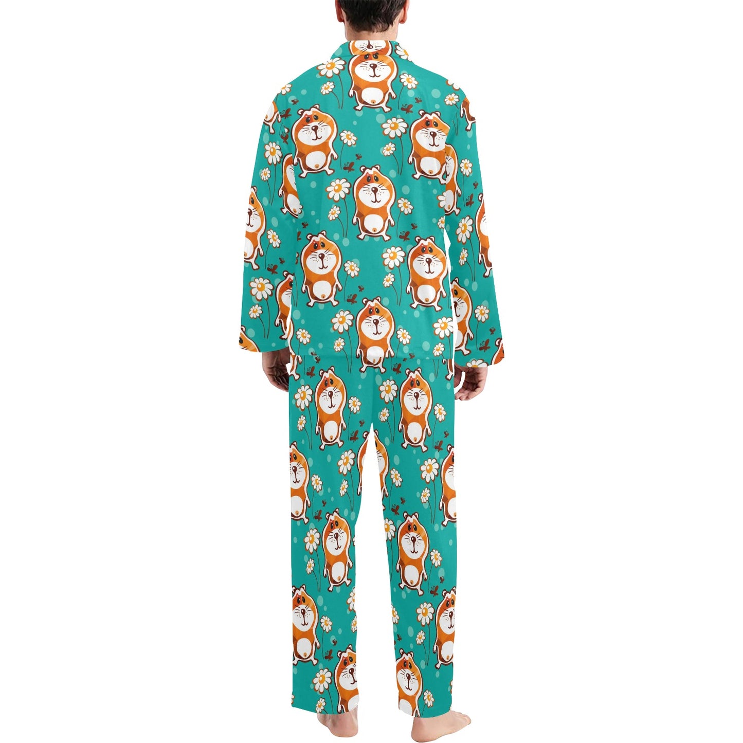 Hamster Pattern Print Design 01 Men's Long Pajama Set