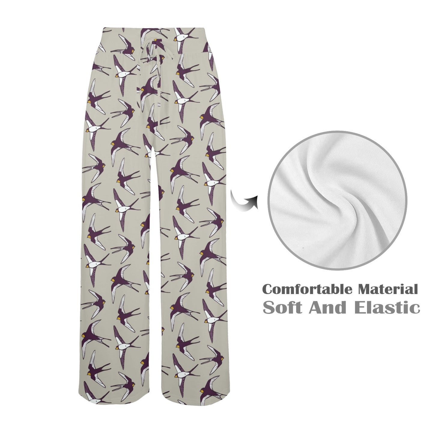 Swallow Bird Pattern Print Design 03 Women's Wide Leg Lounge Pants
