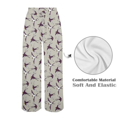 Swallow Bird Pattern Print Design 03 Women's Wide Leg Lounge Pants
