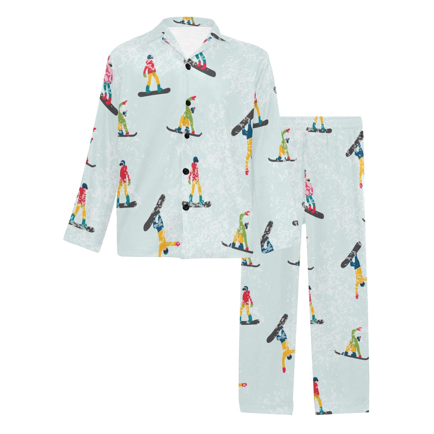 Snowboard Print Design LKS304 Men's Long Pajama Set