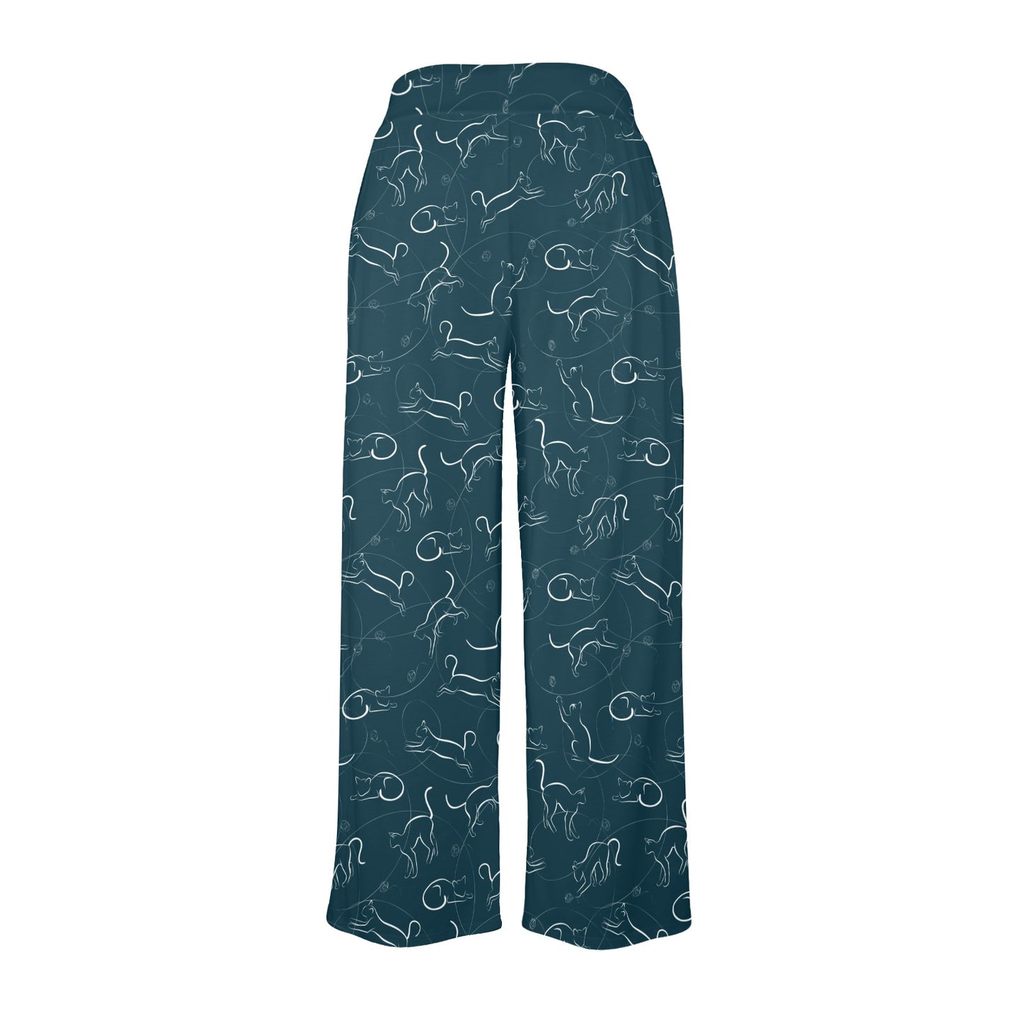 Kitten Design Print Pattern JJ0356 Women's Wide Leg Lounge Pants