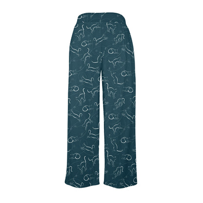 Kitten Design Print Pattern JJ0356 Women's Wide Leg Lounge Pants