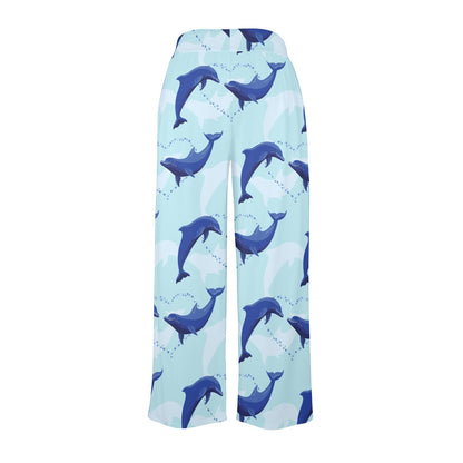 Dolphin Heart Pattern Women's Wide Leg Lounge Pants