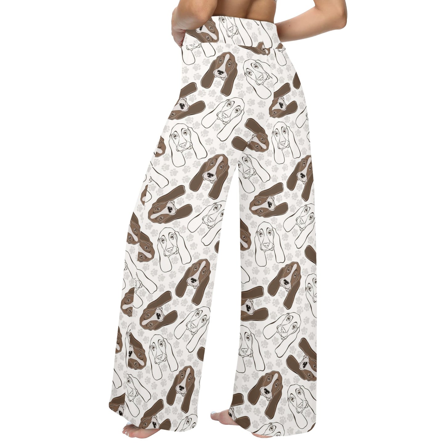 Basset Hound Pattern Print Design 01 Women's Wide Leg Lounge Pants