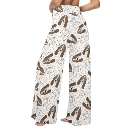 Basset Hound Pattern Print Design 01 Women's Wide Leg Lounge Pants