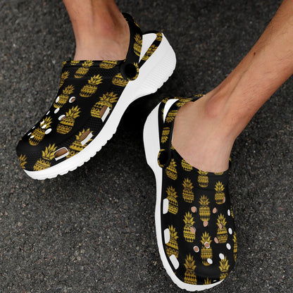 Pineapple Gold Tribal Style Print Unisex Clogs Shoes