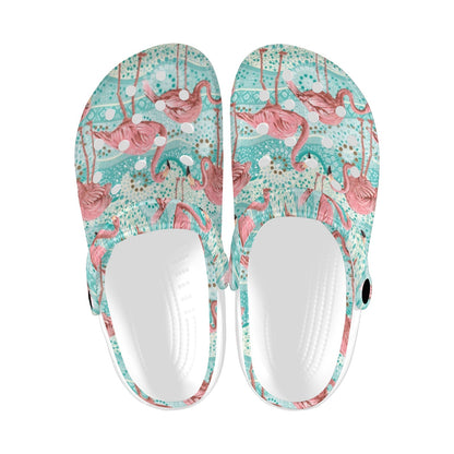 Flamingo Background Themed Print Unisex Clogs Shoes