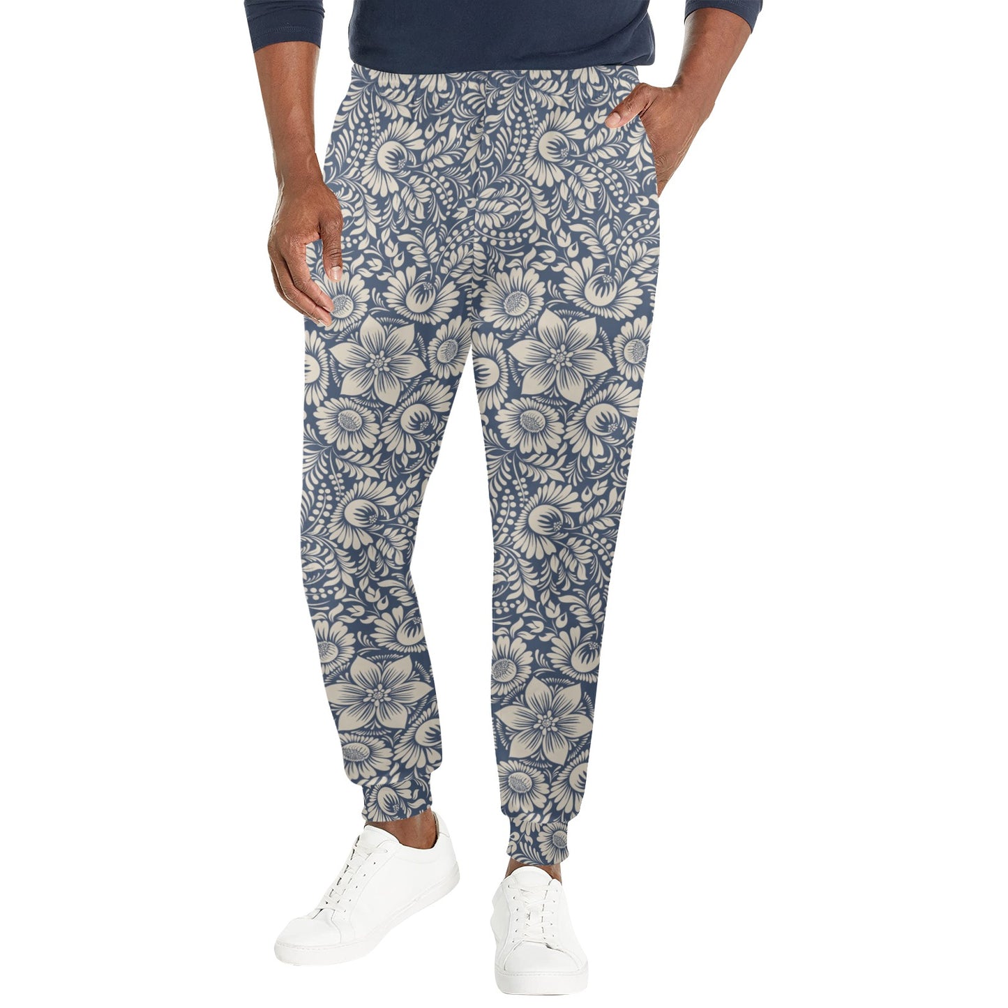 Elegant Floral Print Pattern Men's Casual Track Pants