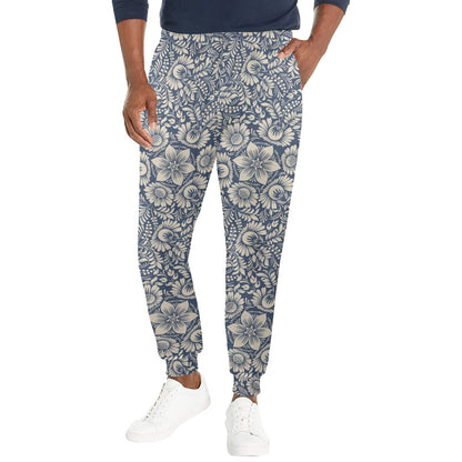 Elegant Floral Print Pattern Men's Casual Track Pants