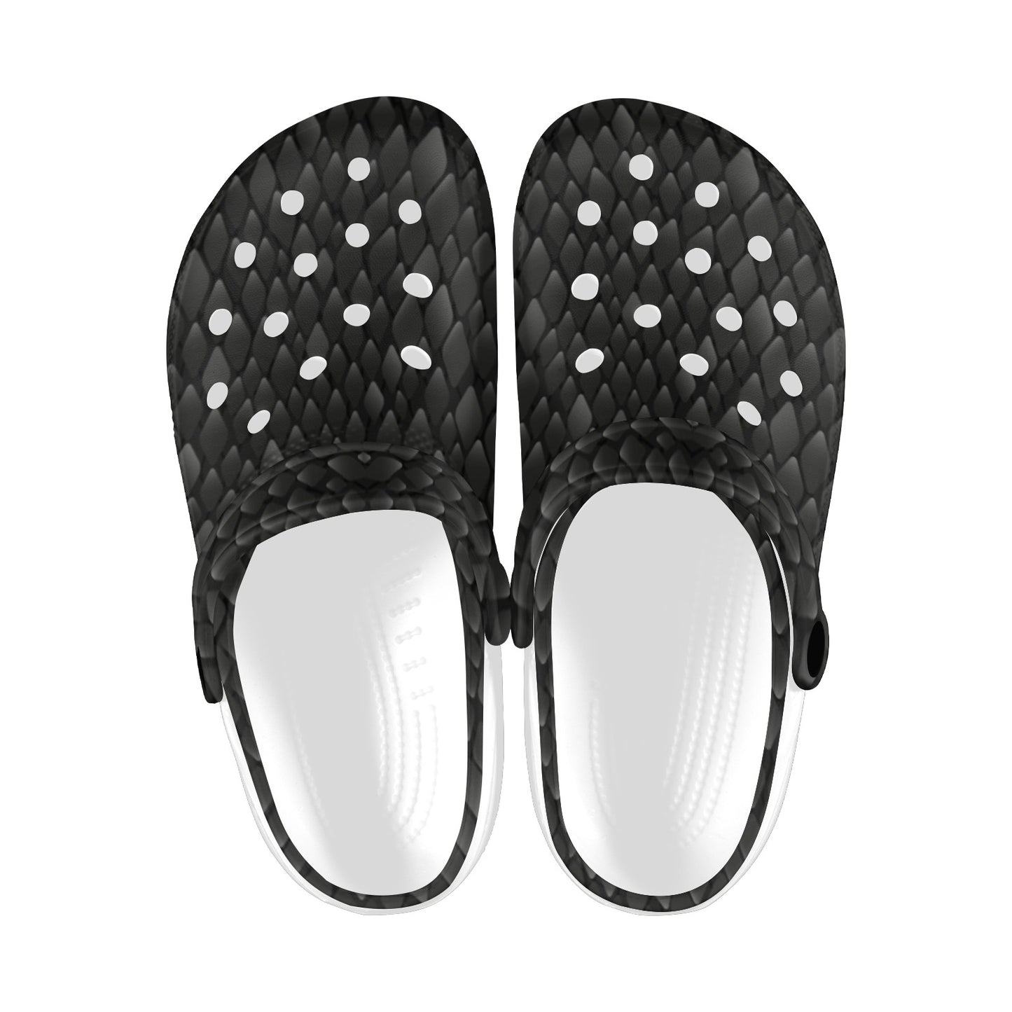 Snake Skin Black Print Unisex Clogs Shoes