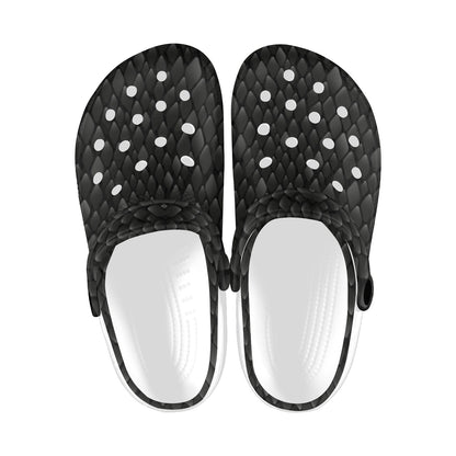 Snake Skin Black Print Unisex Clogs Shoes