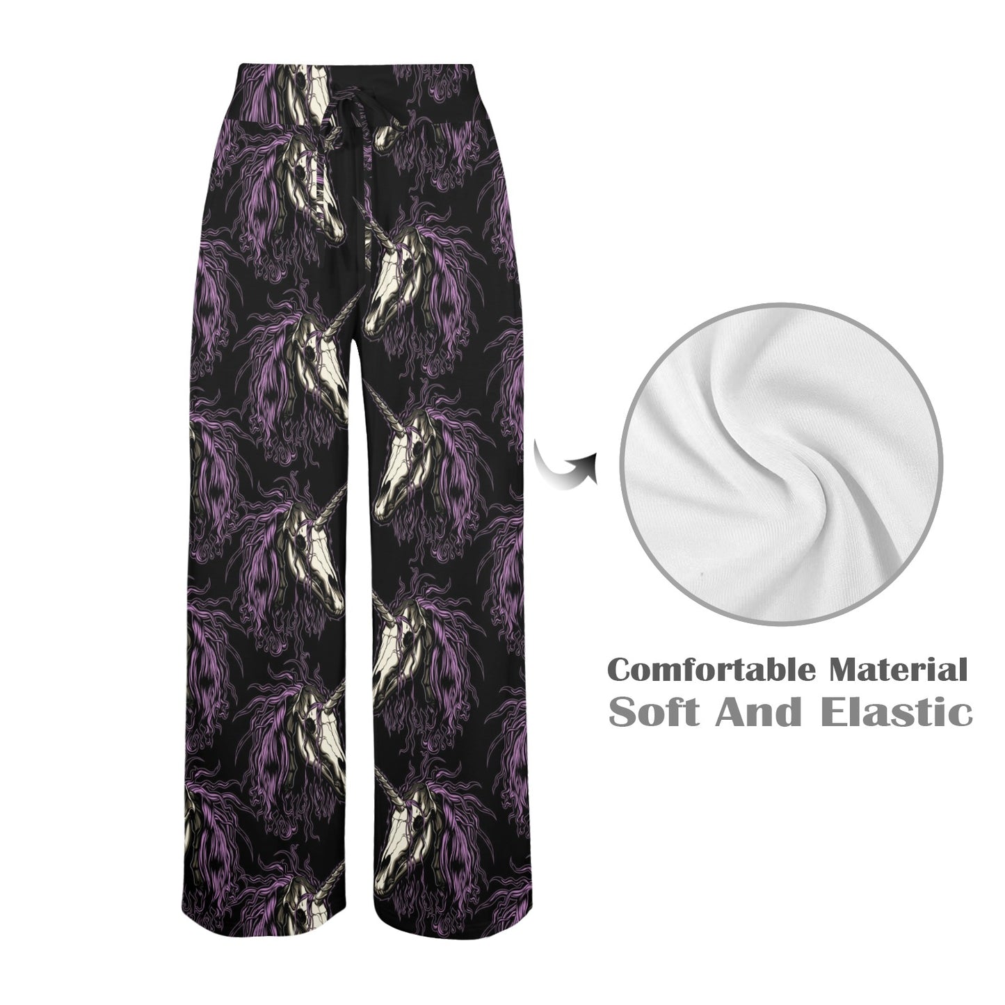 Unicorn Skull head Women's Wide Leg Lounge Pants