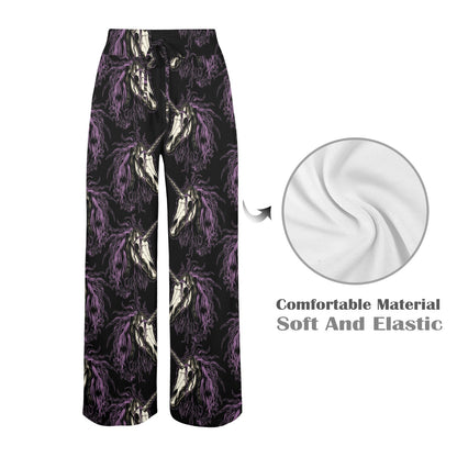 Unicorn Skull head Women's Wide Leg Lounge Pants