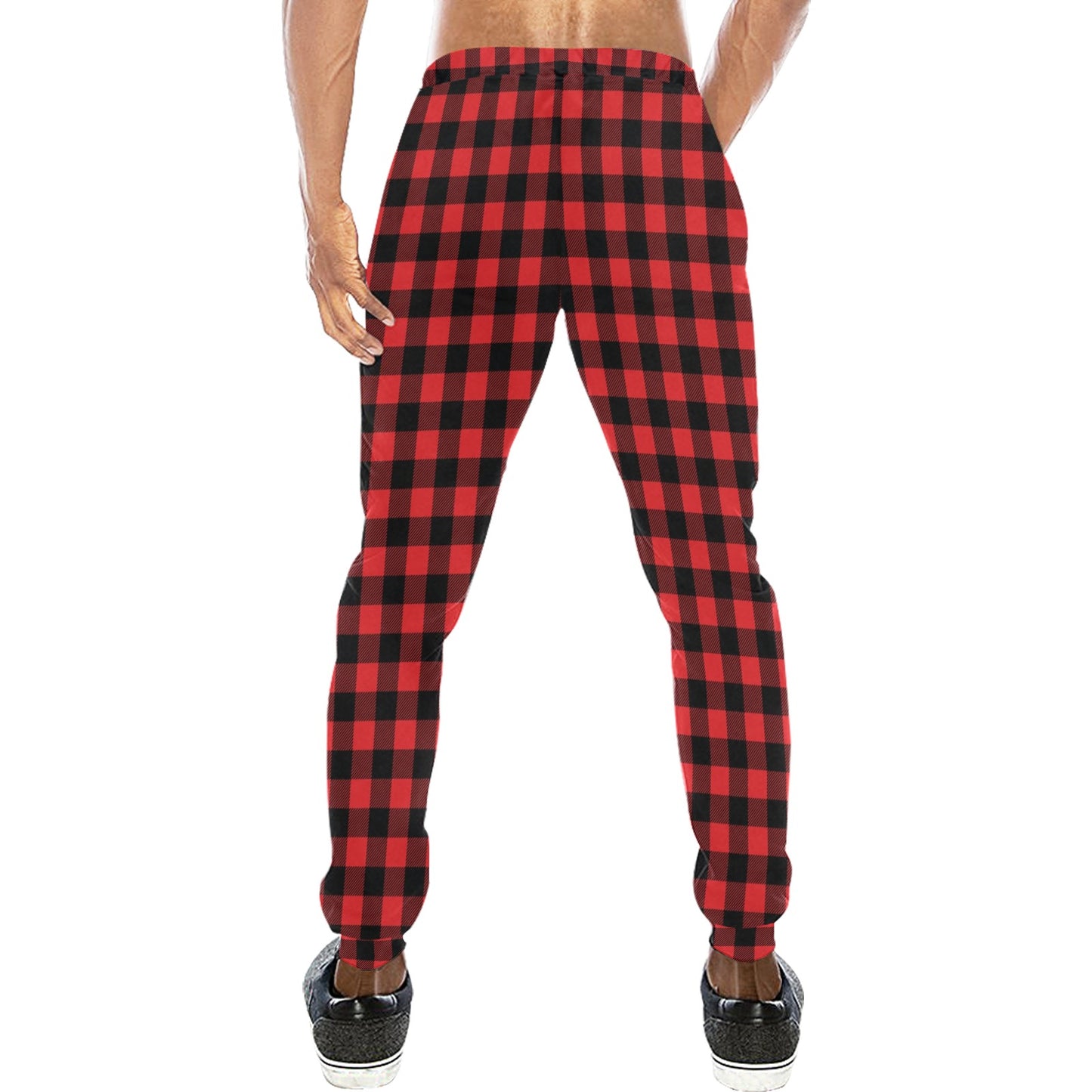 Red Black Buffalo Tartan Plaid Pattern Men's Sweatpants