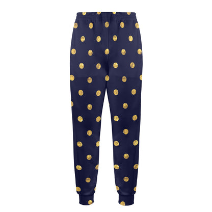 Polka Dot Gold Blue Pattern Print Design 02 Men's Casual Track Pants