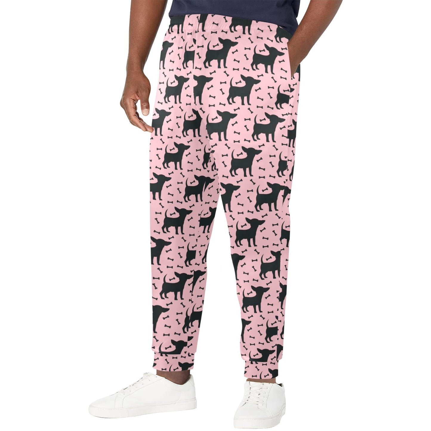 Chihuahua Pink Print Pattern Men's Casual Track Pants