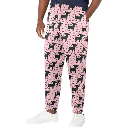 Chihuahua Pink Print Pattern Men's Casual Track Pants