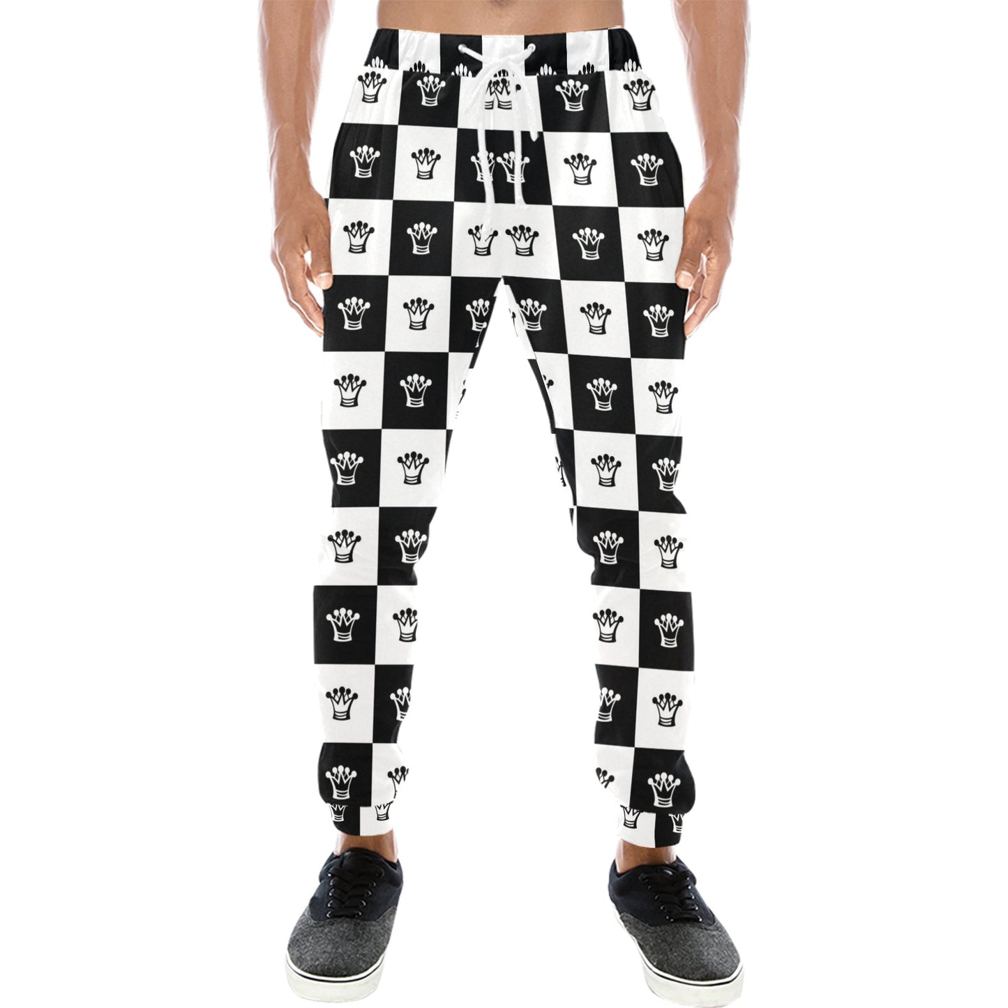Checkered Flag Crown Pattern Men's Sweatpants
