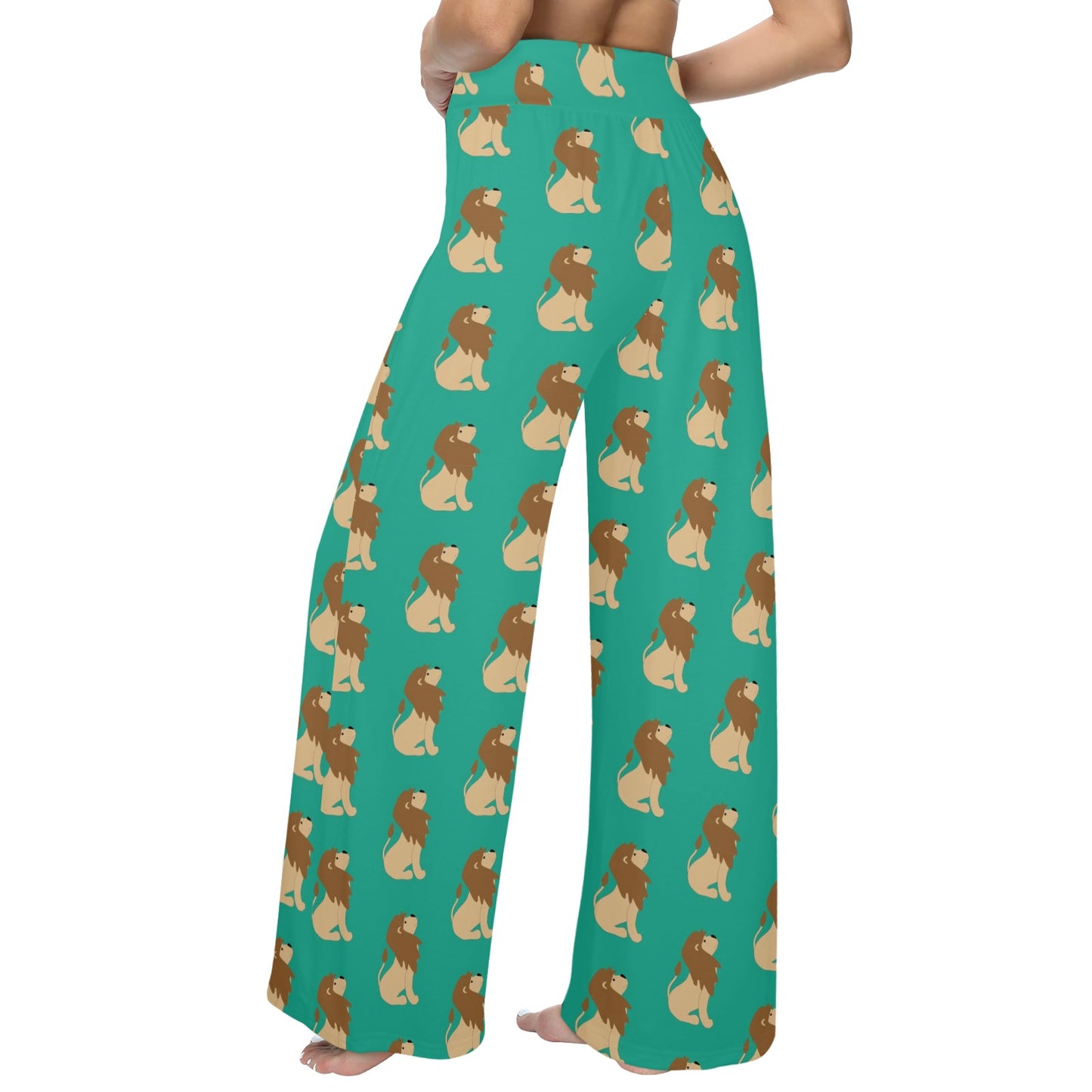 Lion Pattern Print Design 02 Women's Wide Leg Lounge Pants