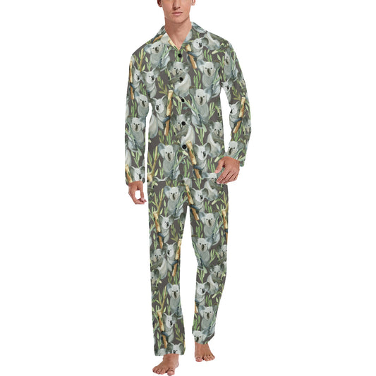 Koala Pattern Design Print Men's Long Pajama Set
