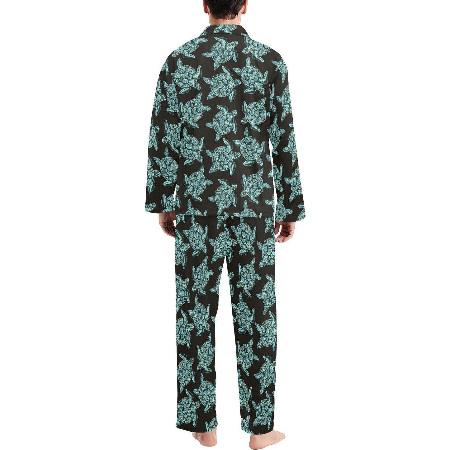 Sea Turtle Print Design LKS302 Men's Long Pajama Set