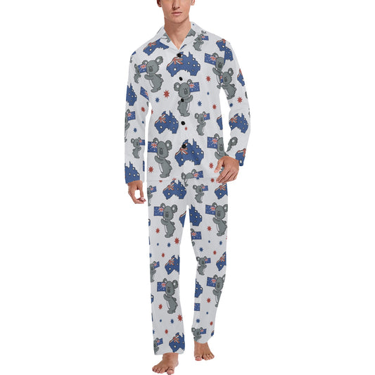 Koala Australia Day Themed Design Men's Long Pajama Set
