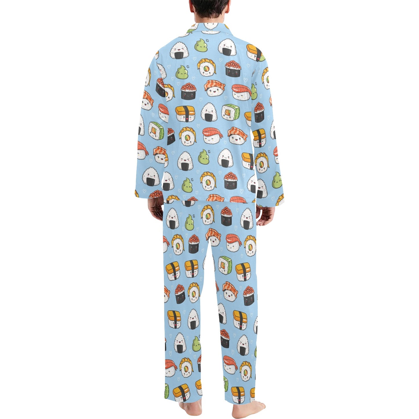 Sushi Print Design LKS303 Men's Long Pajama Set