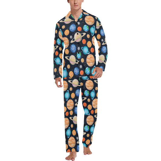 Planet Colorful Print Design LKS301 Men's Long Pajama Set