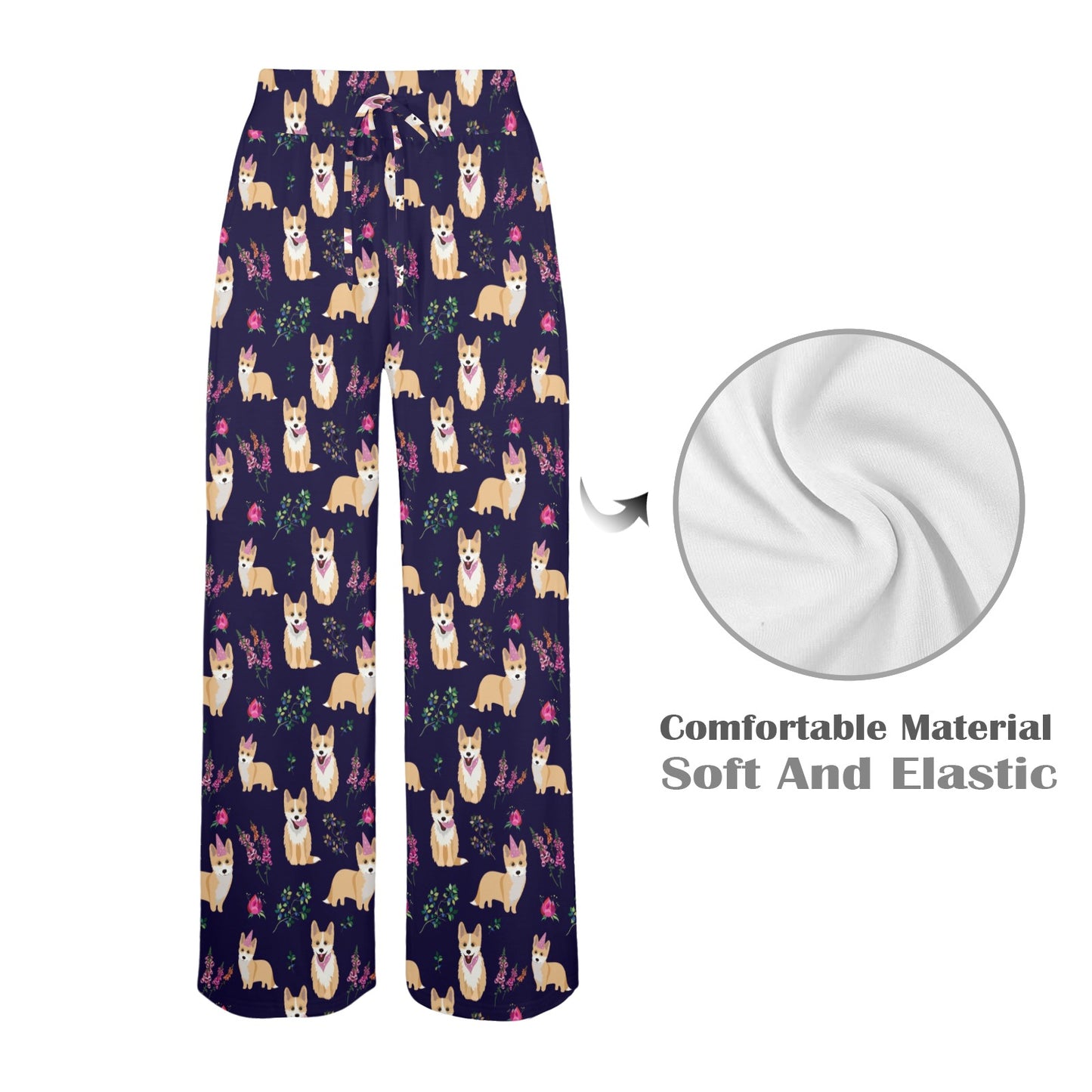 Pembroke Welsh Corgis Pattern Print Design A06 Women's Wide Leg Lounge Pants
