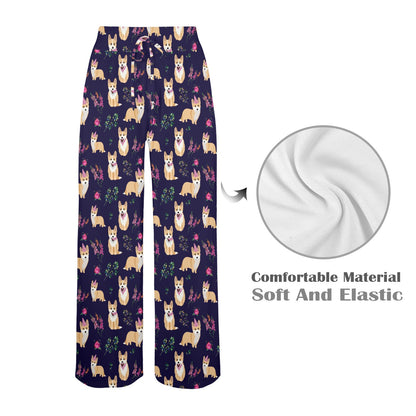 Pembroke Welsh Corgis Pattern Print Design A06 Women's Wide Leg Lounge Pants