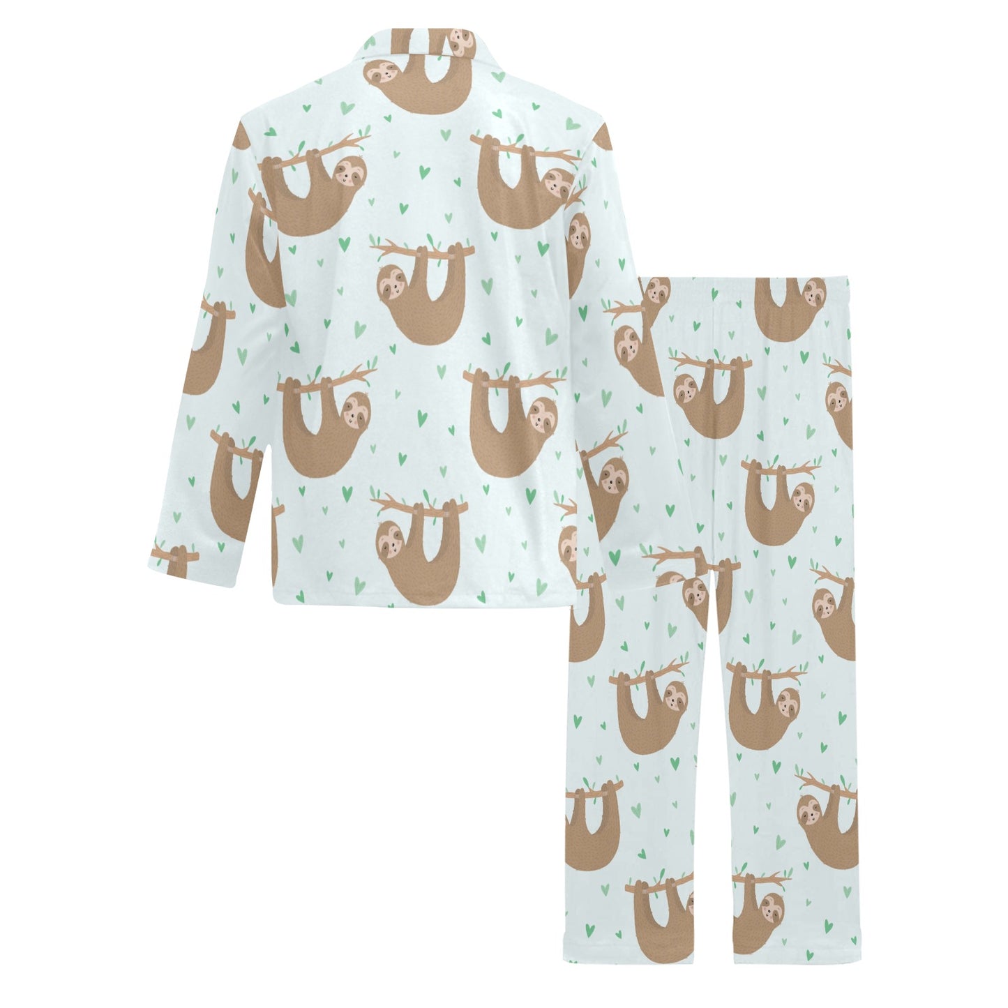 Sloth Print Design LKS308 Men's Long Pajama Set